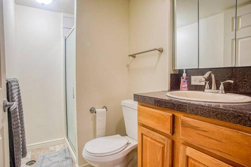 阿瓦达Dog Friendly 4BR2B Movie Area Denver Boulder的浴室配有卫生间、盥洗盆和淋浴。