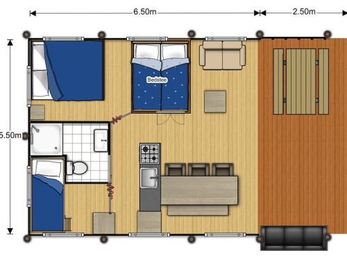 KesterenSafaritent Ranger Lodge的带有平面图的小房子的平面图