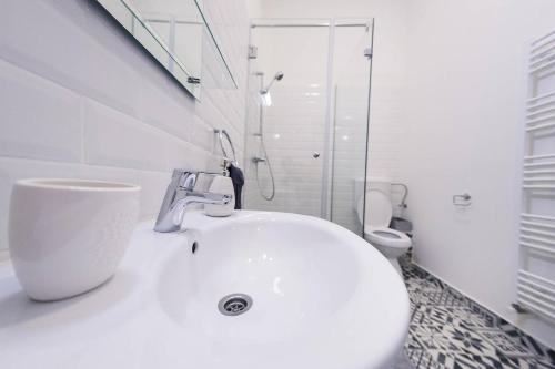 克卢日-纳波卡Central Luxury 1的白色的浴室设有水槽和卫生间。