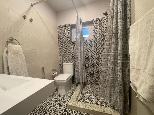 GulmitSilk Route Lodge的浴室配有白色卫生间和淋浴。