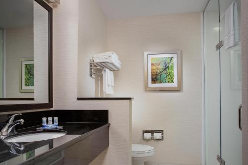 阿伯丁Fairfield by Marriott Inn & Suites Aberdeen的一间带水槽、卫生间和镜子的浴室