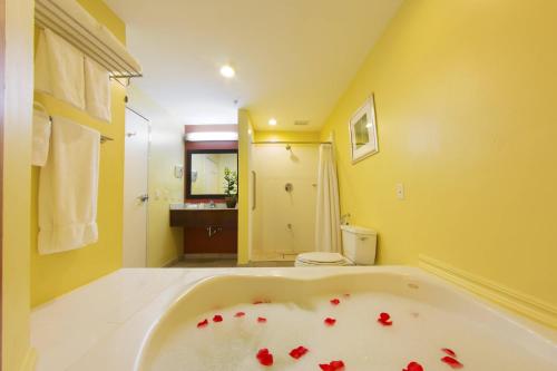 帕拉马里博帕拉马里博万怡酒店的浴室设有红色的心脏浴缸