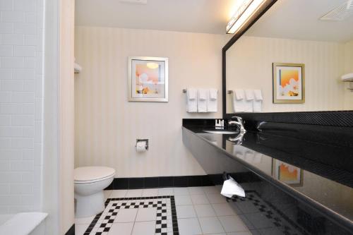 阿什伯勒阿什伯勒万豪费尔菲尔德客栈的一间带卫生间、水槽和镜子的浴室