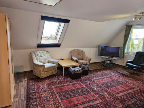格里兹鲍Carpe Diem的客厅配有椅子、电视和地毯。