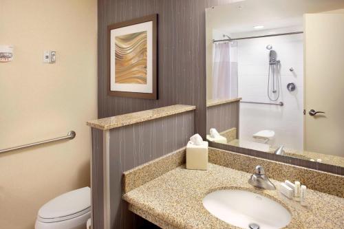 雷丁利丁怀奥米辛万怡酒店的一间带水槽、卫生间和镜子的浴室