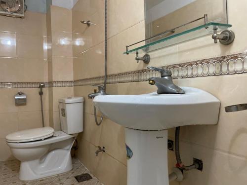 宁平谭克翠绿田园民宿的一间带水槽和卫生间的浴室