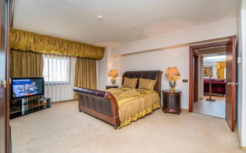 埃斯基谢希尔阿尼蒙艾斯克舍酒店的一间大卧室,配有一张床和一台电视