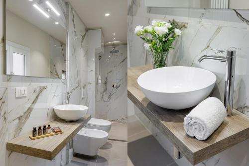 佛罗伦萨Dimora72的两张带水槽和卫生间的浴室图片