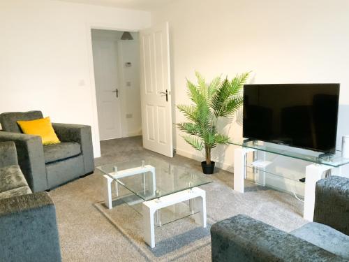 安德沃Arcaro house的客厅配有2张沙发和1台平面电视