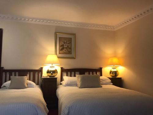 基拉尼基拉尼弗雷联排别墅旅馆的配有两张床铺的房间,配有两盏灯