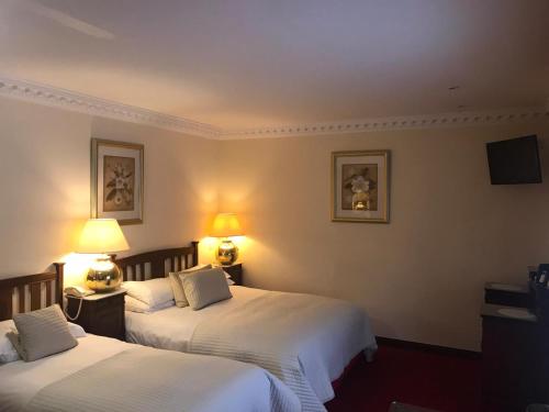 基拉尼基拉尼弗雷联排别墅旅馆的酒店客房设有两张床和两盏灯。