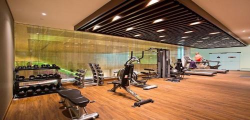 新加坡二号航站楼大使过境休息室酒店的健身房设有数台跑步机和健身自行车