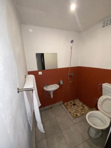 马普托Aeropark Residencial (B&B)的一间带卫生间和水槽的浴室