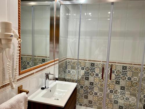 布伦切尔艾尔库洛酒店的一间带水槽和淋浴的浴室