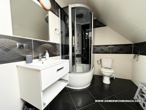KiczniaDomek w Chmurach的浴室配有白色水槽和卫生间。