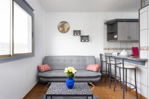 格拉纳迪利亚德亚沃纳EDEN RENTALS Atogo Cozy Apartment的客厅配有沙发和带花瓶的桌子