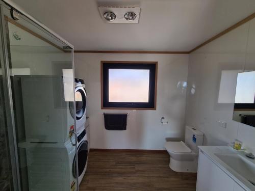 Mount RumneyMount Rumney Escapes - 4 Seaview Devil House的浴室配有卫生间水槽和洗衣机。