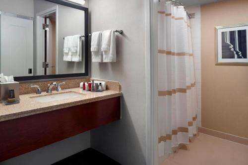 斯特灵华盛顿杜勒斯国际机场万豪酒店的一间带水槽和淋浴的浴室