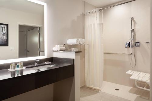 惠灵顿Fairfield Inn & Suites by Marriott Wellington-West Palm Beach的一间带水槽和淋浴的浴室
