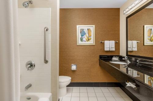 皮奥里亚Fairfield by Marriott Peoria East的浴室配有卫生间、水槽和镜子