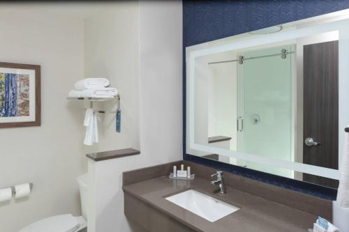 夏洛特Fairfield Inn & Suites Charlotte Pineville的一间带水槽和镜子的浴室