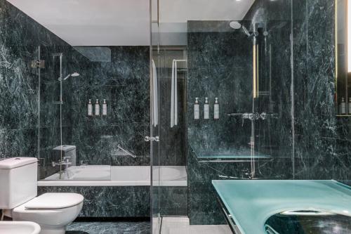 科尔多瓦AC Hotel Córdoba by Marriott的带淋浴、卫生间和浴缸的浴室