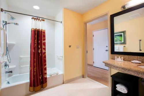 霍姆斯泰德迈阿密家园万怡酒店的一间带浴缸和淋浴的浴室
