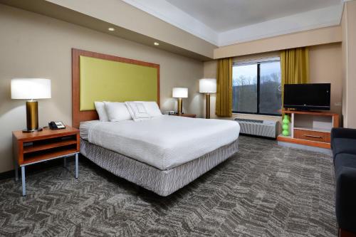 林奇堡林奇堡机场/大学区万豪春季山丘套房酒店的配有一张床和一台平面电视的酒店客房