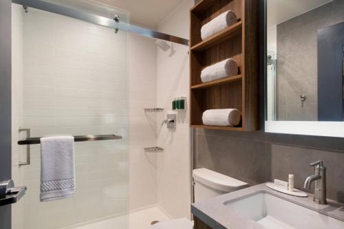 皇后区TownePlace Suites by Marriott New York Long Island City的浴室配有卫生间、盥洗盆和淋浴。