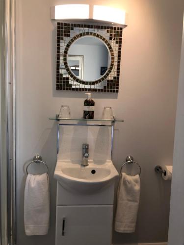 伍拉科姆海维斯乡村民宿酒店的一间带水槽和镜子的浴室