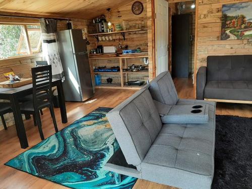 豪格斯拜克Diamond Vault Rustic Mountain Cabins的客厅配有沙发和桌子