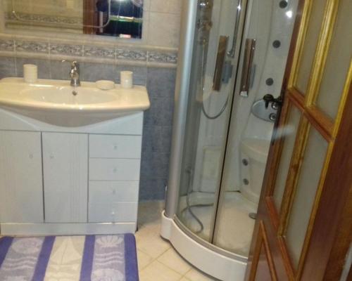 马拉喀什EDyar nakhil Appartement的一间带水槽和淋浴的浴室