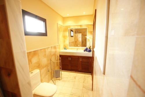 普拉亚布兰卡亚历杭德罗别墅度假屋的一间带卫生间和水槽的浴室