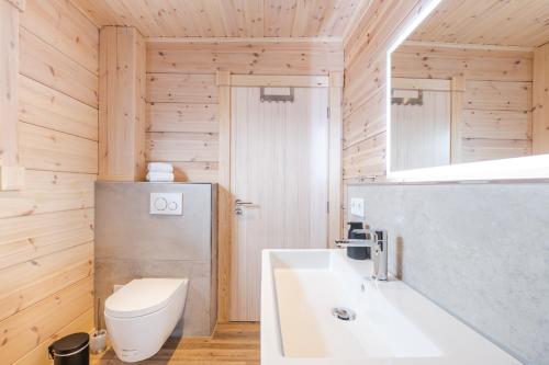施尔奇Bergwaldchalet Komfort的浴室配有白色水槽和卫生间。