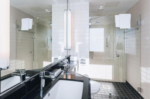 斯德哥尔摩斯德哥尔摩国王岛万怡酒店的一间带水槽和卫生间的浴室