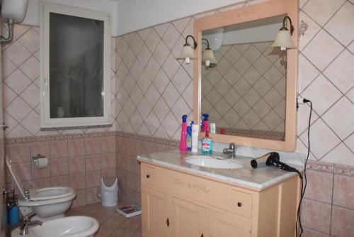 Scano MontiferroCasa Vacanze “Dream House”的一间带水槽、卫生间和镜子的浴室