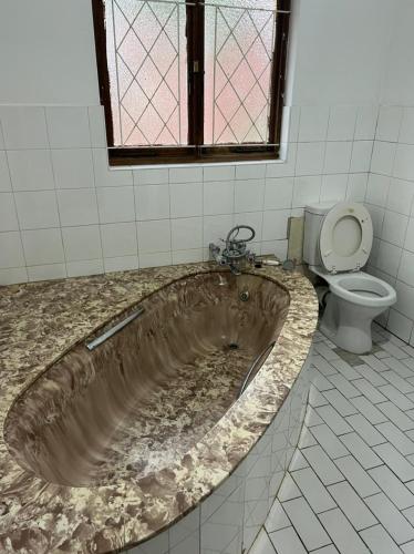 恩潘盖尼Empangeni guest house的一间带卫生间和大浴缸的浴室