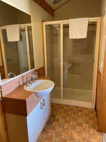 旺加拉塔瓦比农家乐的一间带水槽和淋浴的浴室