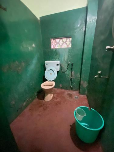 比纳里姆Castellos tourist nest的绿色浴室设有卫生间和浴缸。