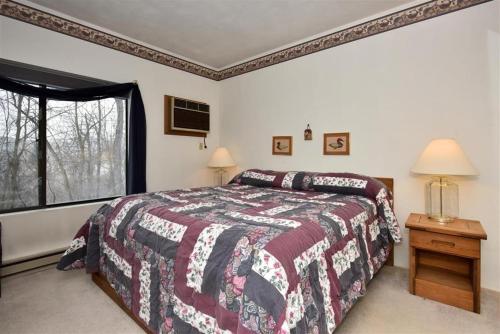 ChampionSeven Springs Swiss Mountain 1 Bedroom Standard Condo, Mountain Views! condo的一间卧室设有一张床和一个窗口