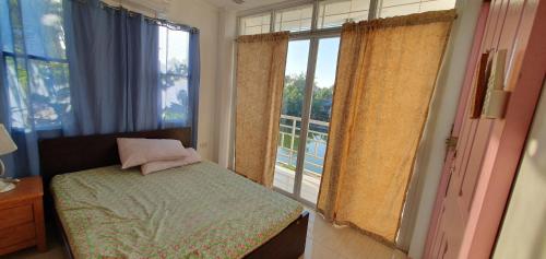 伊洛伊洛洛伊罗阿勒瓦罗租赁度假屋的一间卧室设有一张床和一个大窗户