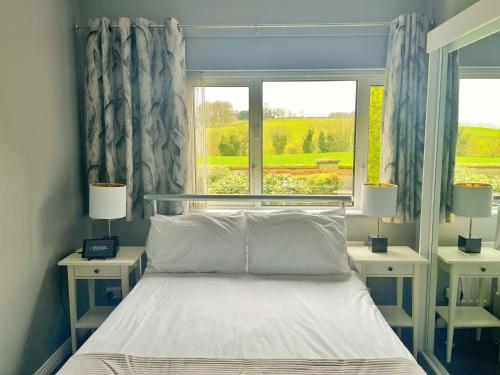 伦敦德里伊拉景观住宿加早餐酒店的一间卧室配有带2个床头柜和1扇窗户的床