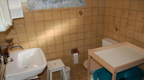 NaxAppartement dans un chalet avec jardin的一间带水槽和卫生间的小浴室