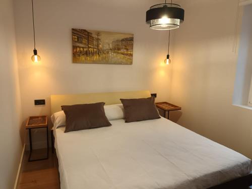 莱昂Apartamento Roma 8的卧室配有一张带两个枕头的大白色床