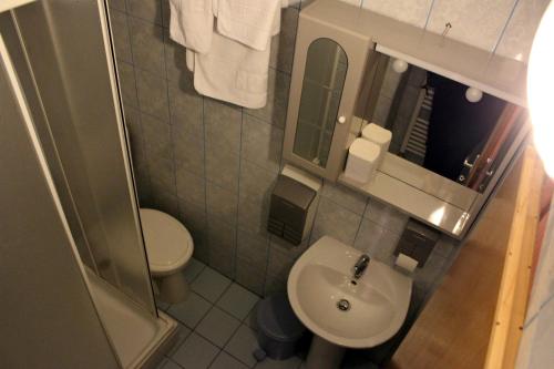 萨拉热窝哲百克客房的一间带水槽和卫生间的小浴室