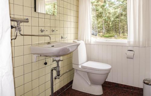 维斯特索马肯Gorgeous Home In Nex With Kitchen的一间带卫生间、水槽和窗户的浴室