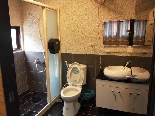 水里乡車埕梅庭民宿的一间带卫生间和水槽的浴室