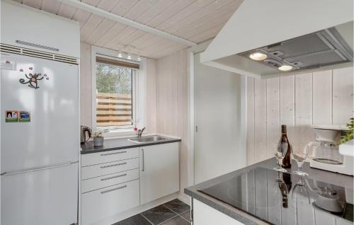 科瑟Lovely Home In Korsr With Kitchen的白色的厨房配有水槽和冰箱