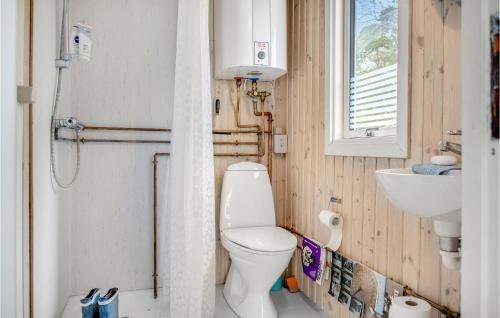 斯坎讷堡Cozy Home In Skanderborg With Kitchen的一间带卫生间和水槽的小浴室