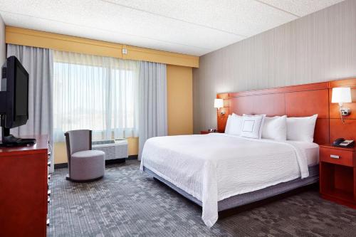 凤凰城凤凰城北/欢乐谷万怡酒店的配有一张床和一台平面电视的酒店客房